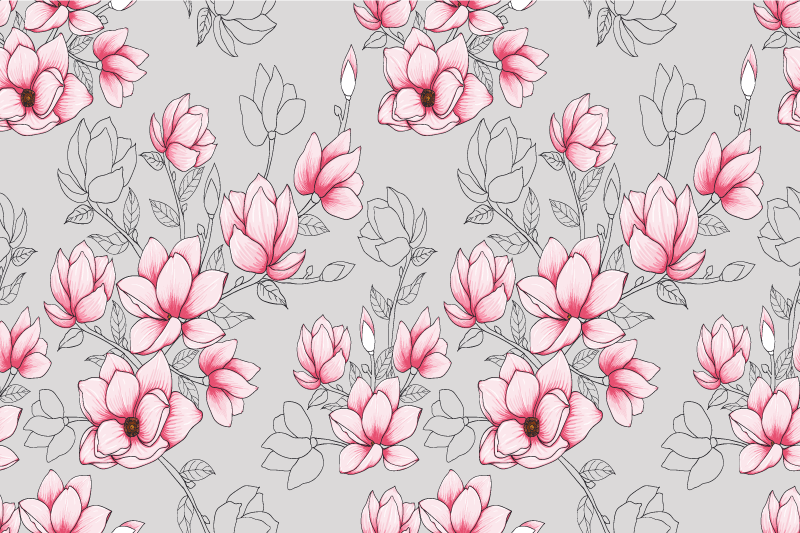 Magnolia flowers on silver vinyl placemats - TenStickers