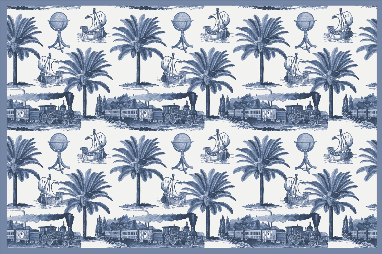 Modern placemats with nostalgic travel scenes - TenStickers