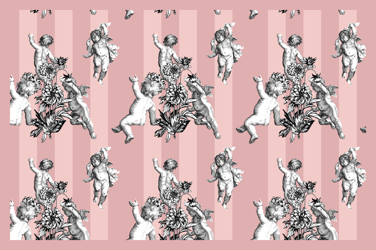 Original placemats angelic cherubs floral design - TenStickers