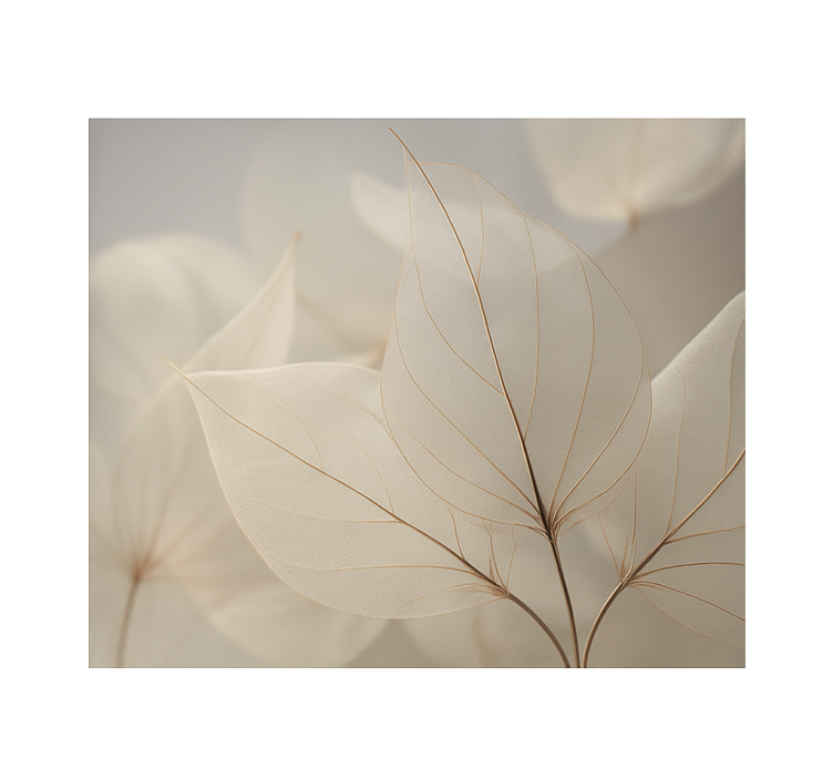 White skeletal leaves living room wall mural - TenStickers