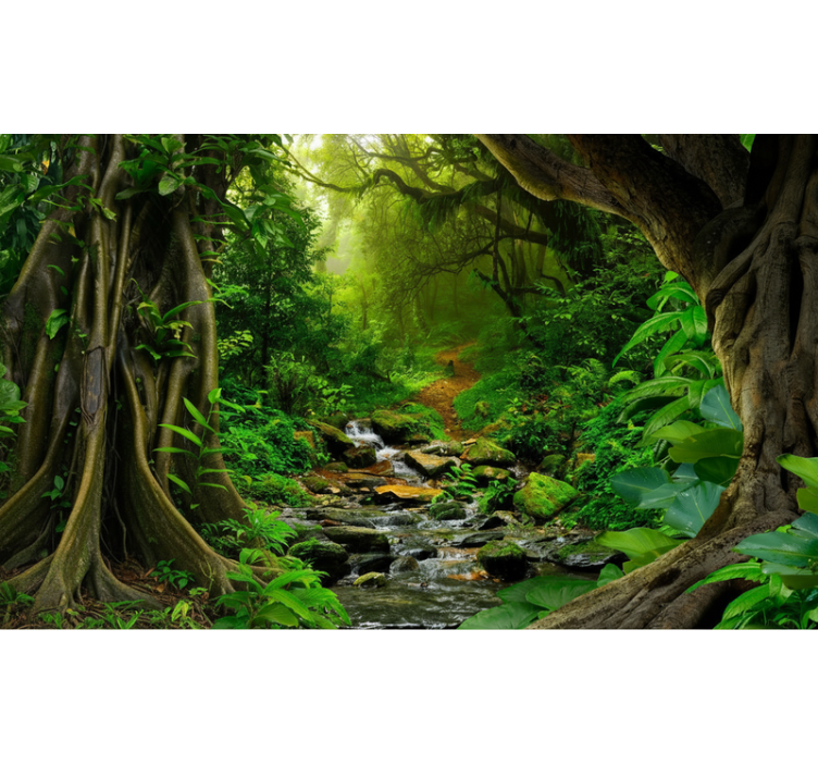 Forest wall mural tropical forest retreat - TenStickers
