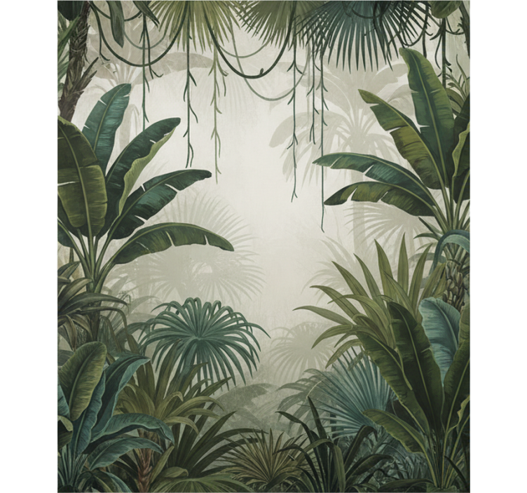 Forest wall mural retro jungle getaway - TenStickers