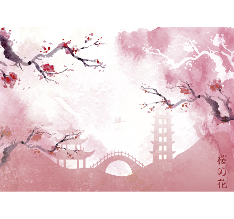 Japanese garden flower wall mural - TenStickers