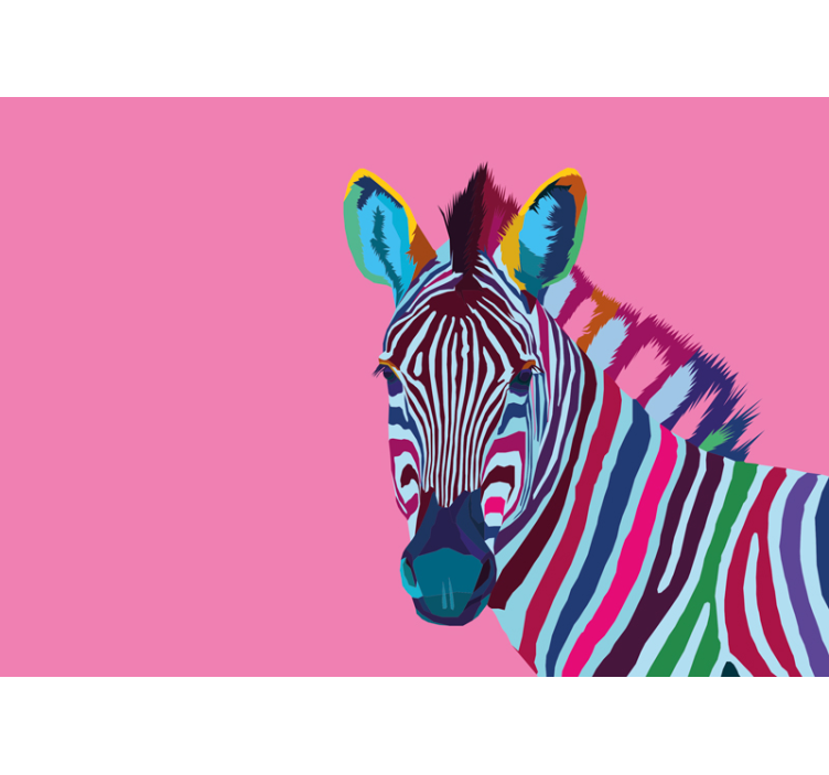 Animals wall mural colorful zebra portrait - TenStickers
