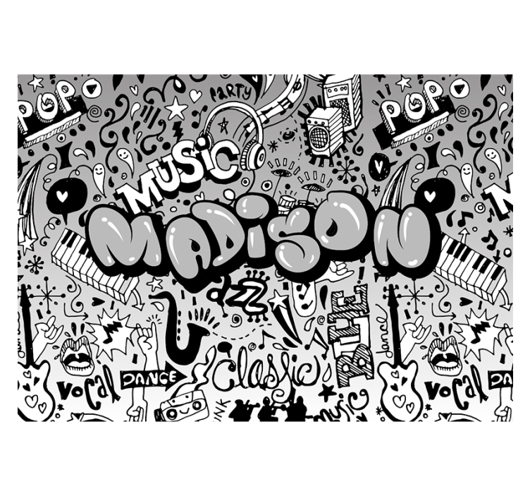 Cool music themed name custom wall mural - TenStickers