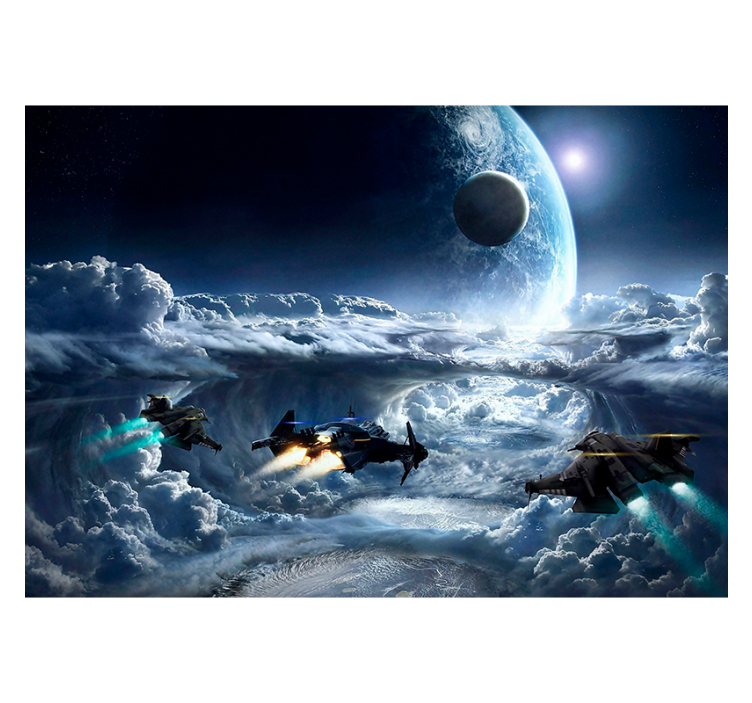 Space ships in action space wall mural - TenStickers