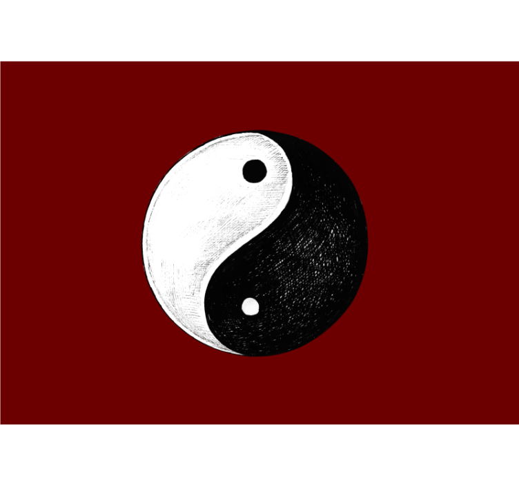 Yin yang with red background zen wall mural - TenStickers