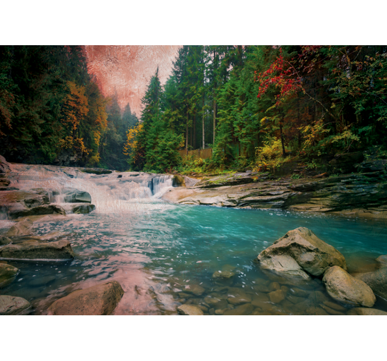 Flowing Mountain Stream wall mural nature - TenStickers