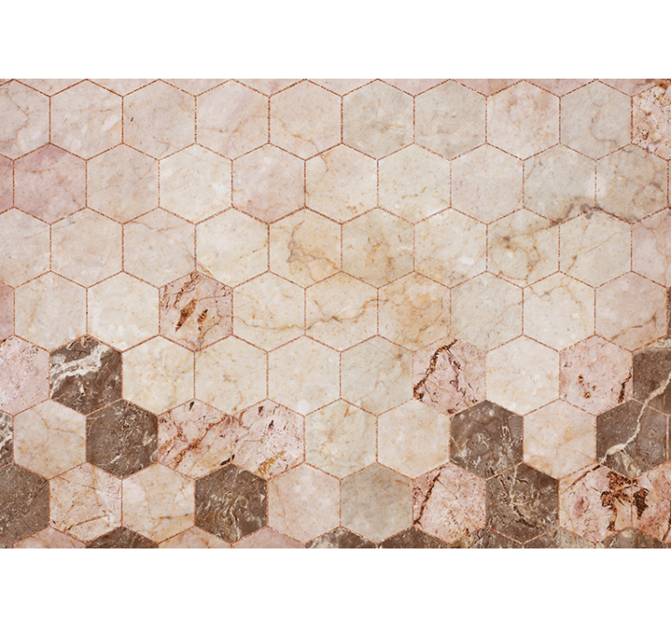 Brown hexagon tile wall mural - TenStickers