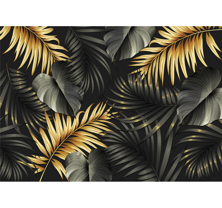Golden plants 3d effect wall mural - TenStickers