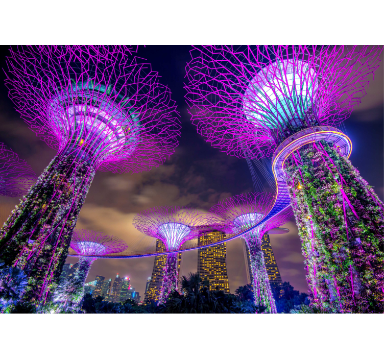 Beautiful lights of Singapore city wall mural - TenStickers