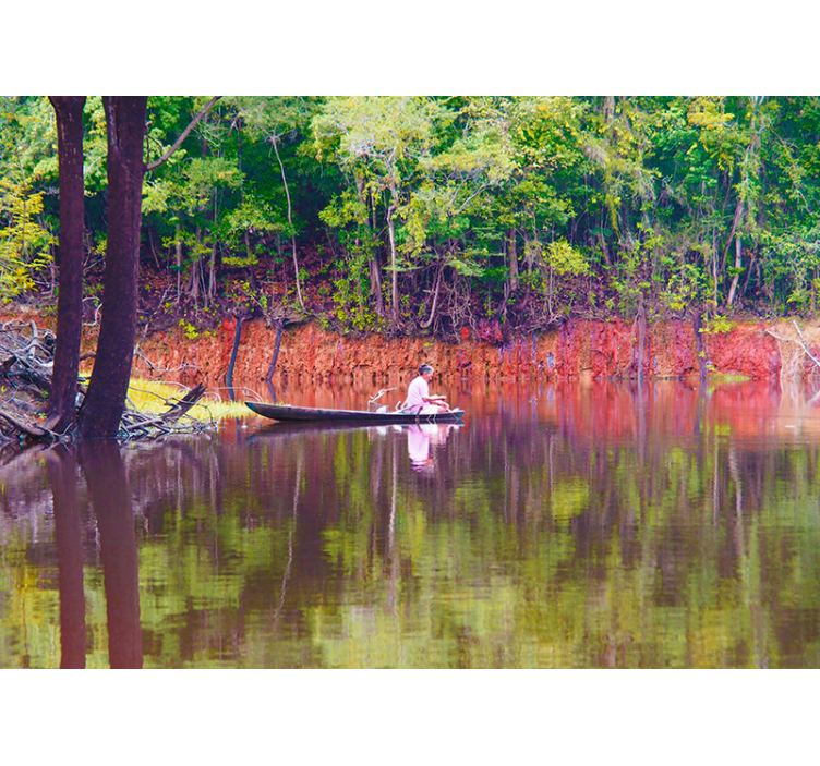 Serene Canoeing Scene landscape wall mural - TenStickers