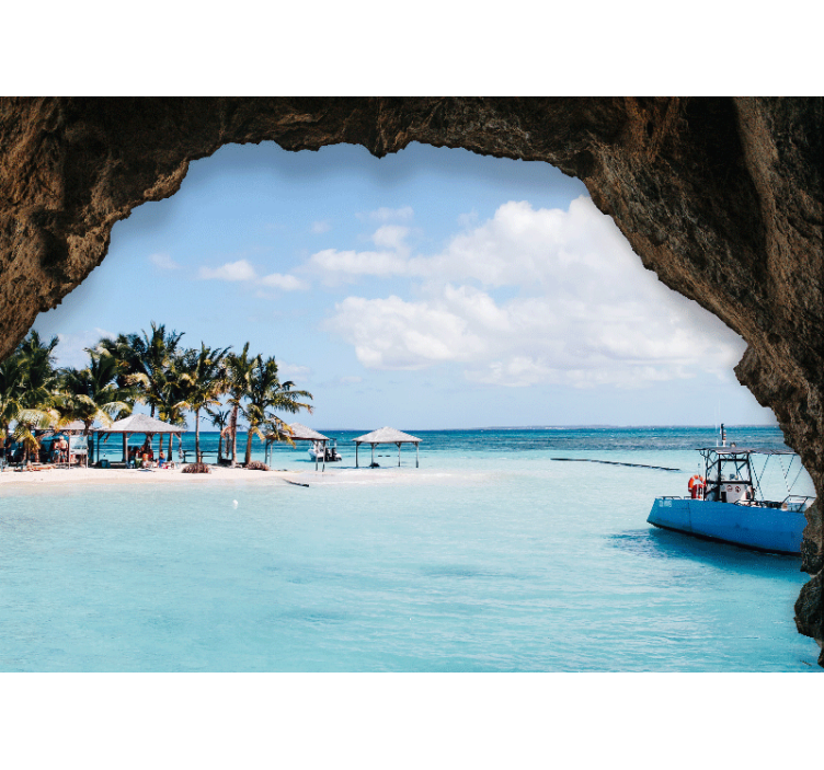 Sea landscape from cave 3D Wall Mural - TenStickers