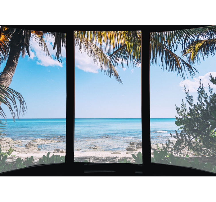 Sea landscape from window 3D Wall Mural - TenStickers