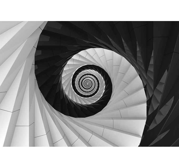 Black and white spiral 3D Wall Mural - TenStickers
