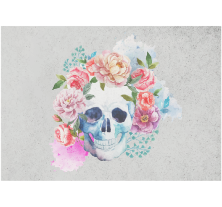 Floral Skull Art animals wall mural - TenStickers