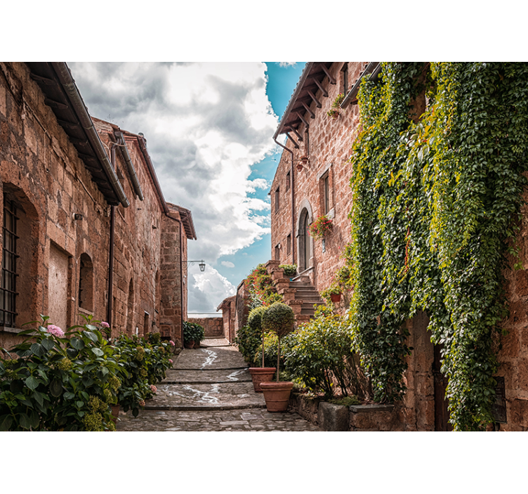 Ivy-covered house living room wall mural - TenStickers