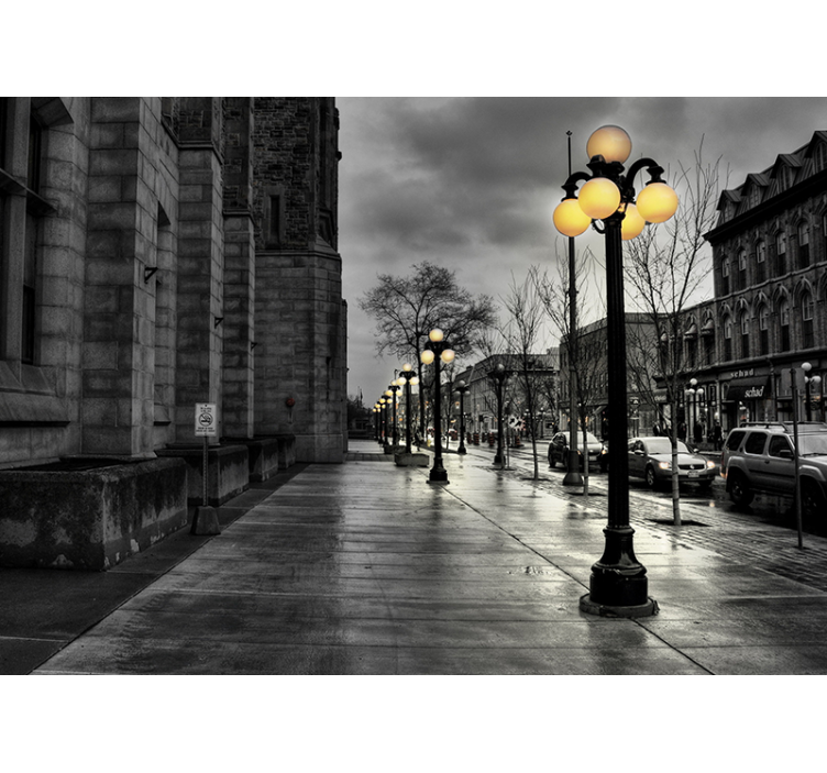 City wall mural urban nightscape - TenStickers