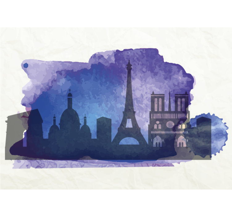 Paris Skyline Silhouette city wall mural - TenStickers