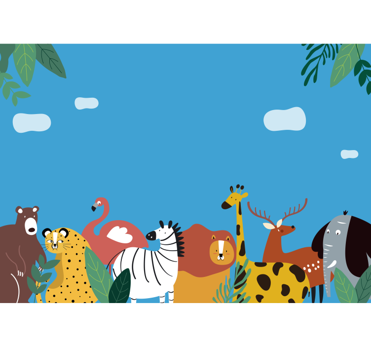 Colorful Animal Parade animals wall mural - TenStickers