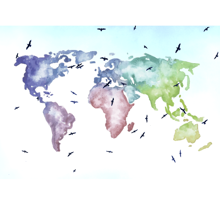 Colorful Worldwide Map world map wallpaper - TenStickers