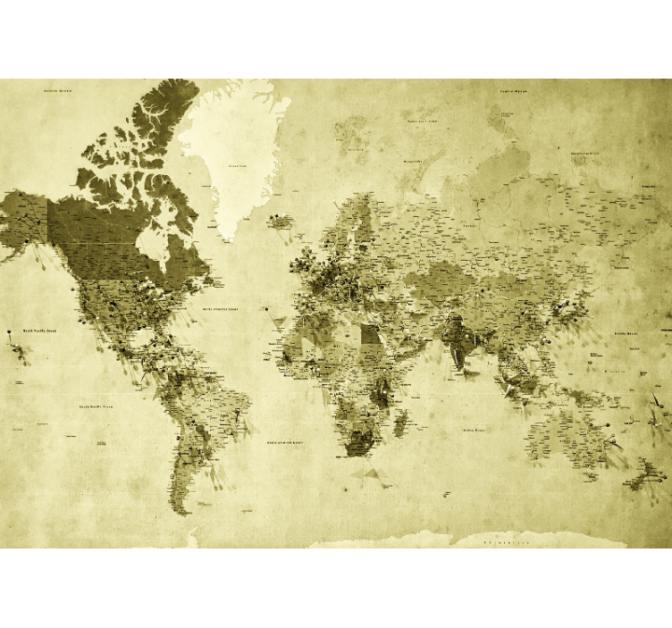 Sepia colour  world map mural - TenStickers