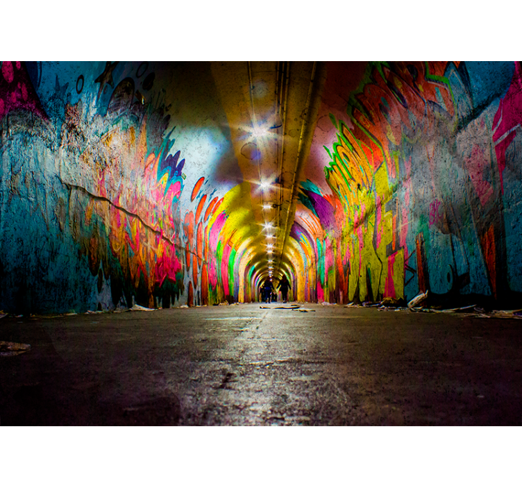 Graffiti wall mural vivid tunnel artwork - TenStickers