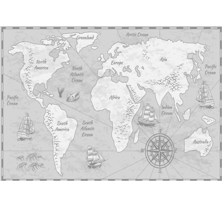Pirate treasure locations world map mural - TenStickers