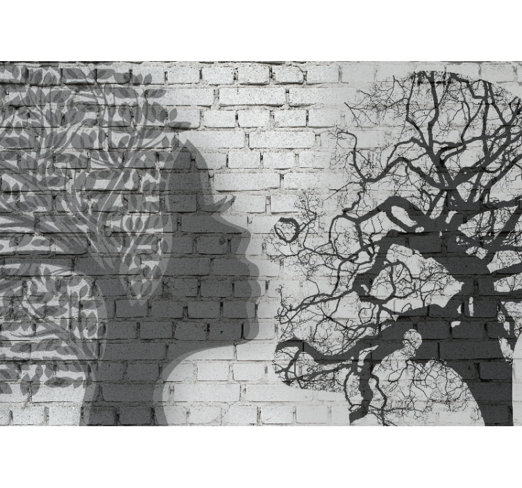Art wall mural woman silhouette profile - TenStickers