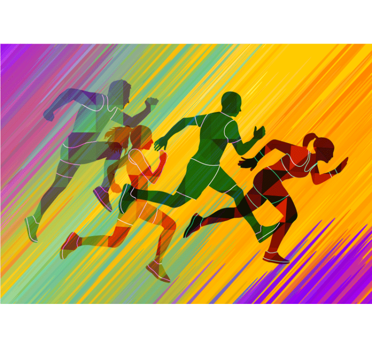 People wall mural of dynamic running figures - TenStickers
