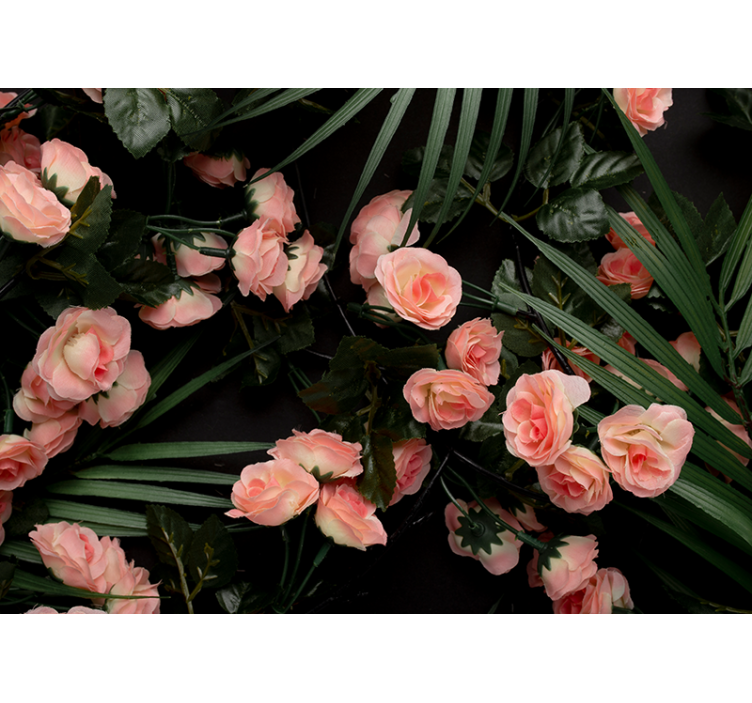 Palm leaves with roses rose wall mural - TenStickers