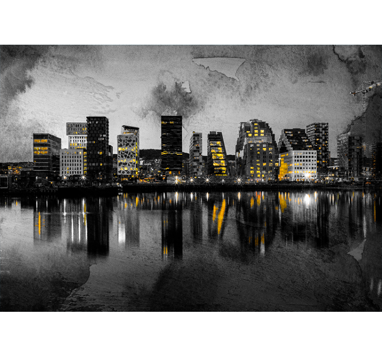 Modern Skyline Reflection city wall mural - TenStickers