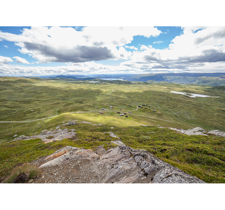 Landscape wall mural mountainous greenery scene - TenStickers