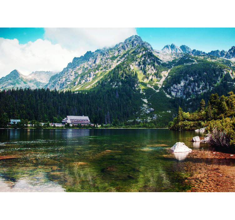 Mountain lake scenery landscape wall mural - TenStickers