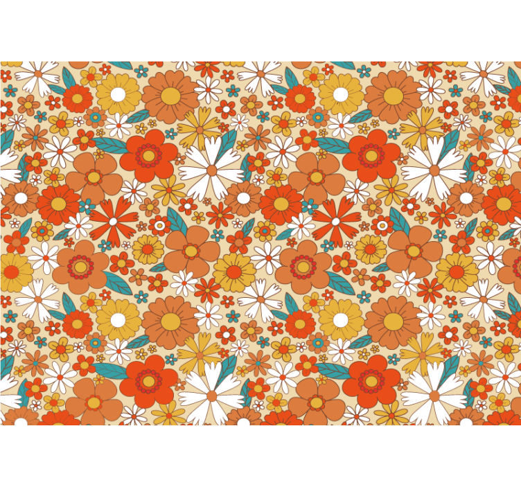 Multicolor 70's flowers vintage wall mural - TenStickers