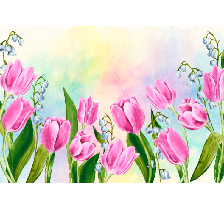 Flower wall mural tulip blossom design - TenStickers