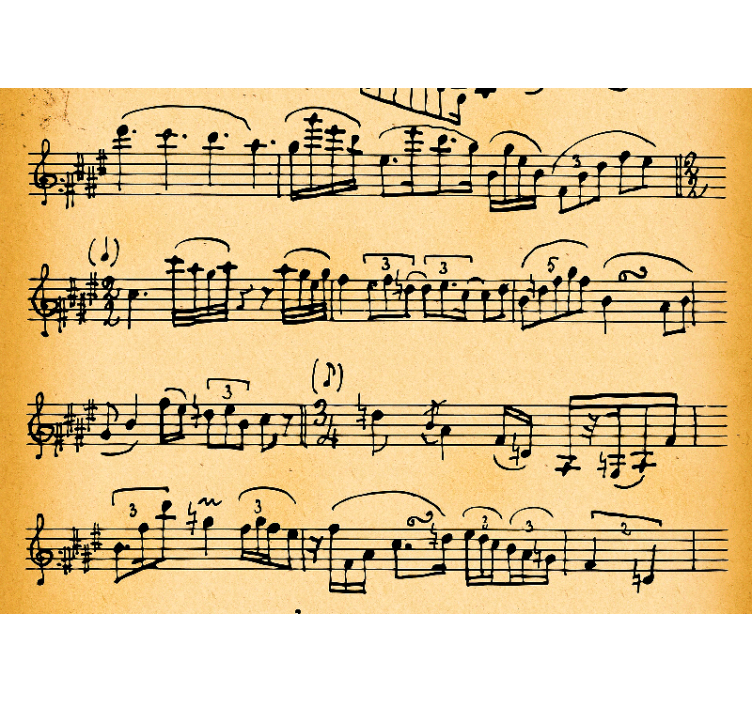 Vintage music sheet music notes wall mural - TenStickers