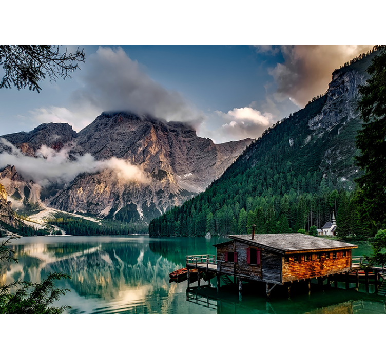 Landscape wall mural mountain lake getaway - TenStickers