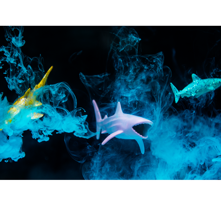 Animals wall mural colorful shark illustration - TenStickers