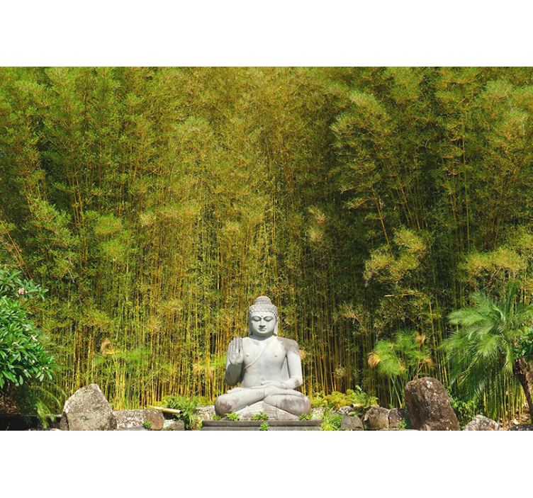 Buddha statue with forest wall mural - TenStickers