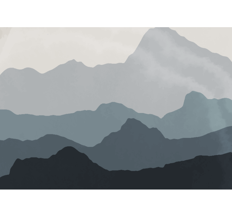 Grey geometric mountains living room wall mural - TenStickers
