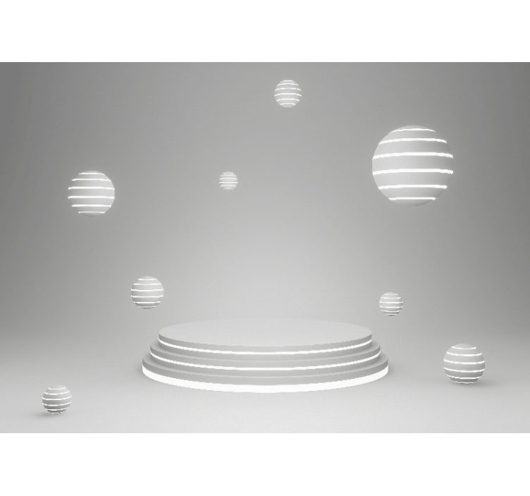 Abstract wall mural with geometric floating forms - TenStickers