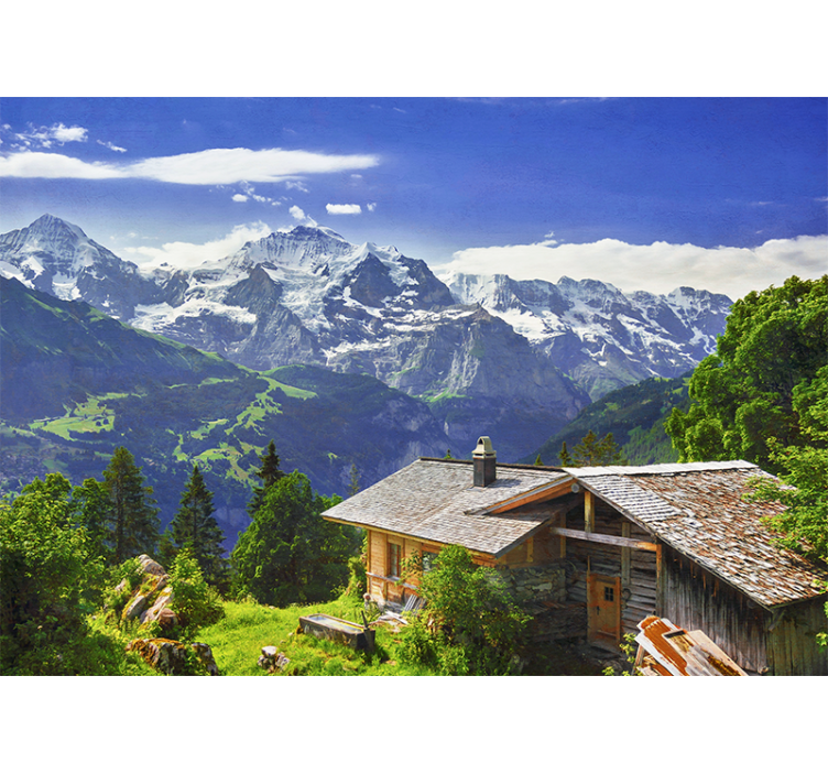 Landscape wall mural mountain retreat view - TenStickers