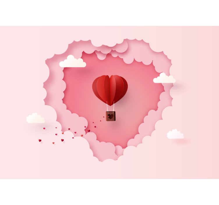 Romantic wall mural heart shaped hot air balloon - TenStickers