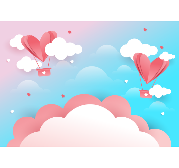 Romantic wall mural floating heart balloons - TenStickers