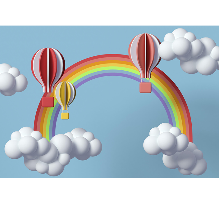 3d clouds and hot air balloons Kids wall Murals - TenStickers