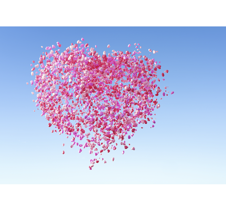 Romantic wall mural floating petals heart - TenStickers