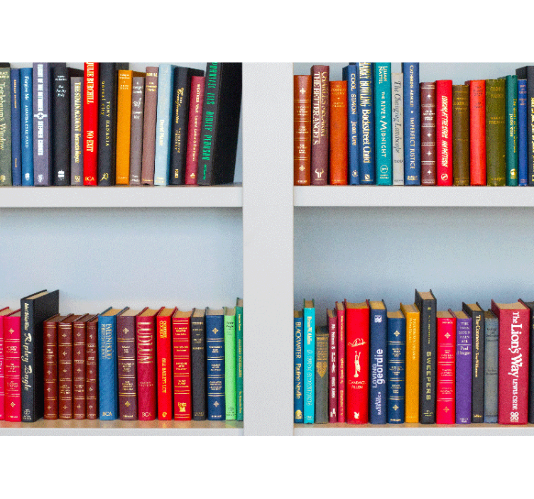 Quote wall mural bookshelf in colors - TenStickers