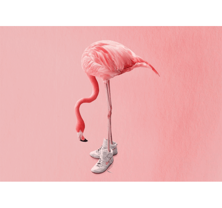 Animals wall mural flamingo in sneakers - TenStickers