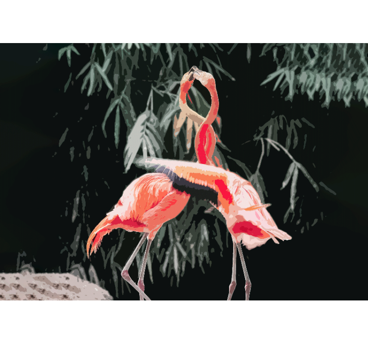 Wall mural master bedroom flamingo love dance - TenStickers